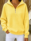 🔥Women's Waffle Knit Quarter-Zip Sweatshirt